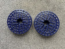 Cast Iron Trivets Table Kitchen Pot Stands Dark Blue Vintage Retro Kitchenalia