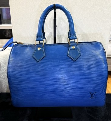 Authentic Louis Vuitton Speedy 25 Blue Epi Leather Top Handle Bag Vintage