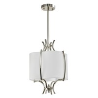 HäNgelampe HäNgeleuchte Pendelleuchte Metall Stoff E14 Ø 32 Cm Nickel Weiß