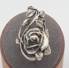 Vintage Art Nouveau Sterling Silver 925 Rose Flower Statement Ring Size 8.75