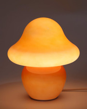 HEQET Mushroom Lamp Orange Glass Mushroom Table Lamp for Bedrooms, Living Room,