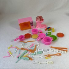 Lot Of Vintage 63pcs Barbie Kitchen Dinnerware Accessories Dishes Cooking
