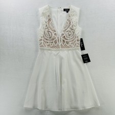 Lulus Dress Womens Small White Lace Bodice Fit & Flare Sleeveless Mini Top New