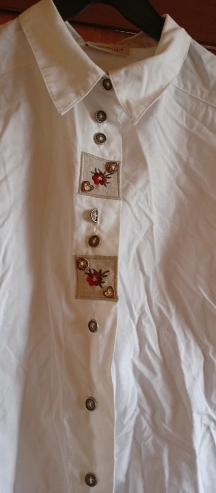 Langarm Damen Trachtenbluse, Weiß von Landhaus C&A, Gr. 44, Länge 67 cm - Bild 2 von 2