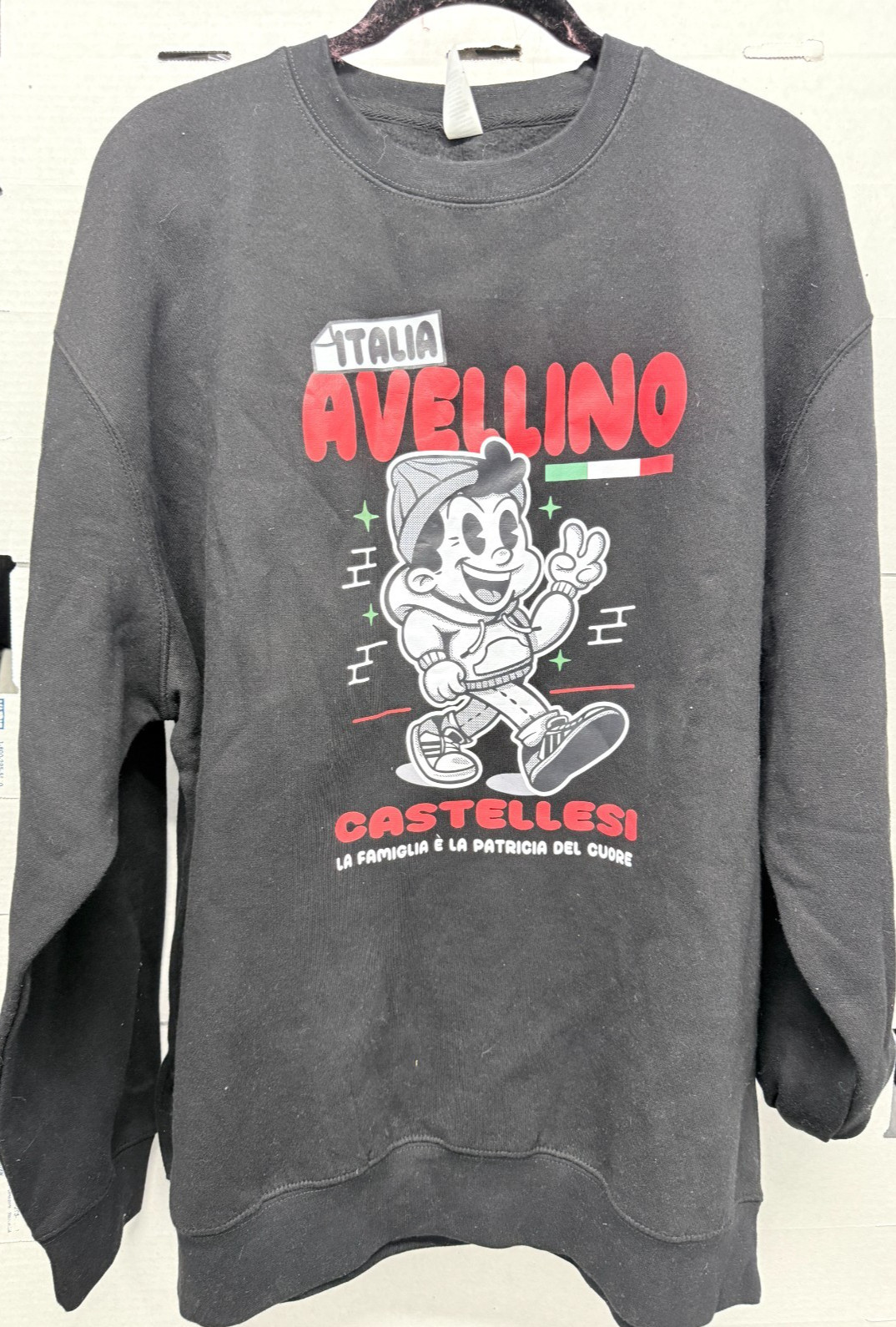 Lane Seven Italia Avellino Crewneck Sweatshirt XL Black Heavyweight Graphic