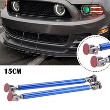 BLUE Adjustable 15cm Front Bumper Lip Splitter Strut Rod Tie Support Bar Spoiler
