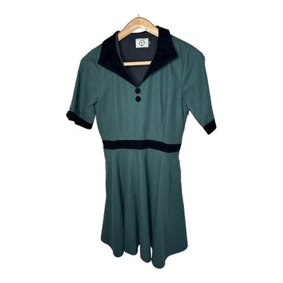Banned Apparel Dancing Days Swept Off Her Feet Houndstooth Swing Dress Size 12