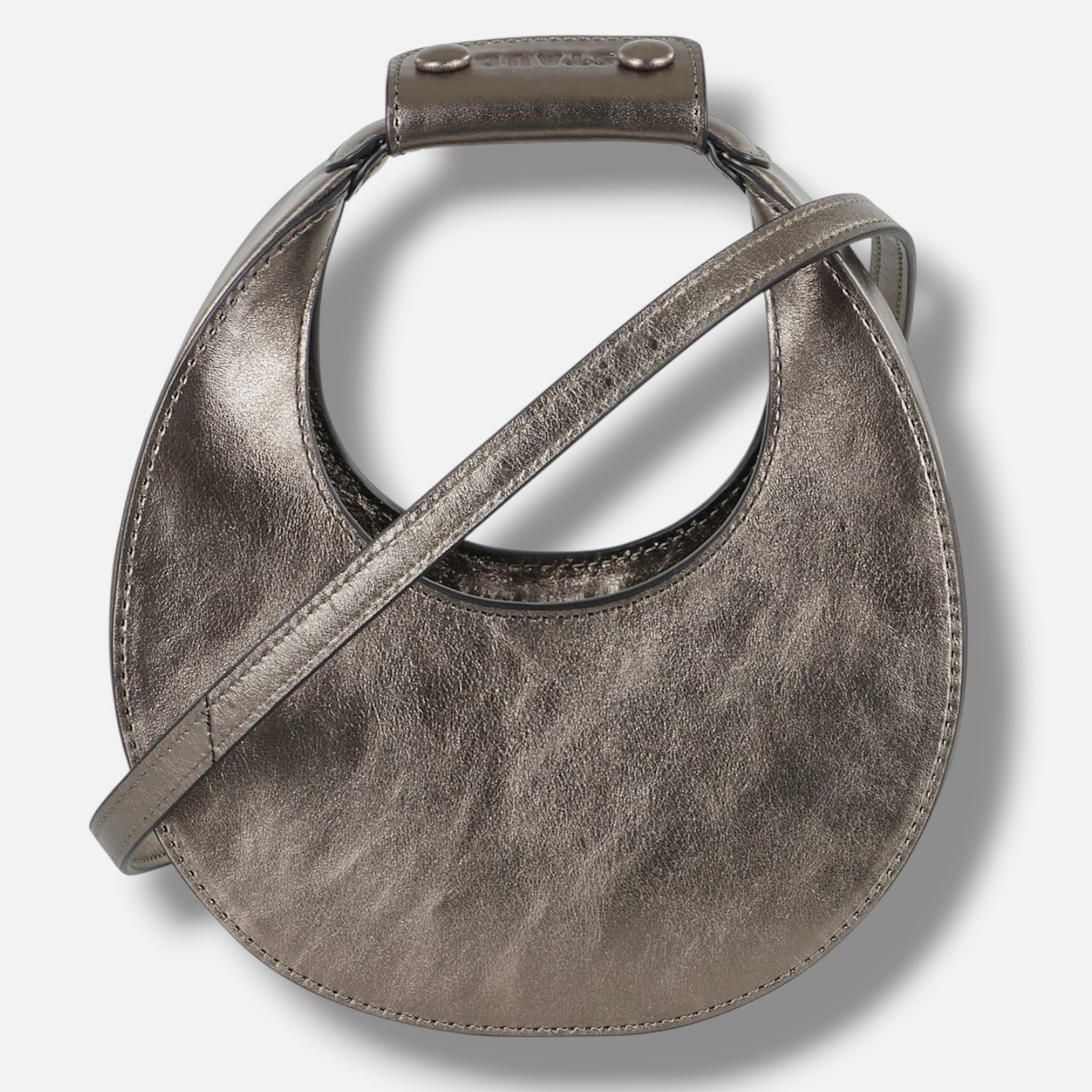 Staud Women's Gray Leather Good Night Moon Shoulder Bag