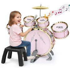 Toddler Drum Set for Kids - 5-Piece Kids Drum Set with Stool, Pedal Drumsti