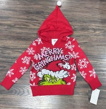 NWT Toddler The Grinch Christmas Pullover Sweater with Hood - Red 18 Months