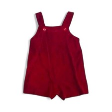 Handcrafted Velvet Overall Shorts Toddler 3T Unisex Burgundy