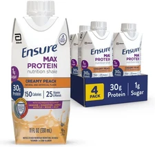 Ensure Max Protein Creamy Peach Nutrition Shake | 30g Protein | 4 Pack