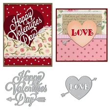 Valentine Love Heart Metal Cutting Dies, Words Die Cuts with Sentiment for Ca...