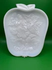 Vintage Hazel Atlas Dogwood Milk Glass Apple Shaped Snack Dish