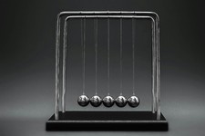 Newtons Cradle Balance Balls 7 1/4 - Black Wooden Base