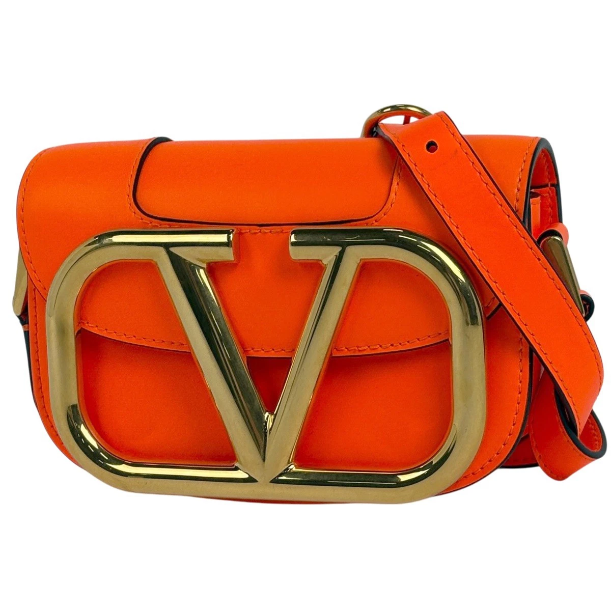 VALENTINO Studs Backpack Nylon Leather Beige Orange Auth BA6887 Rockstud spike leather backpack Valentino Garavani Beige in  main image 4