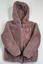 DKNY Sport Faux Fur Zip-Up Coat/Jacket Girl S 7-8 Burgundy Hooded Sherpa