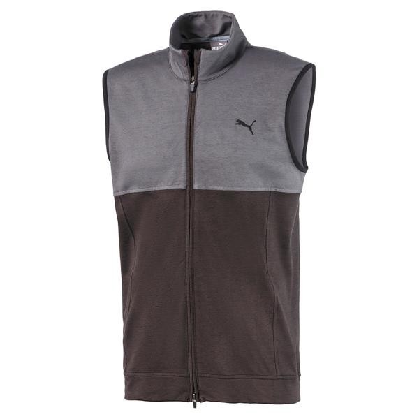 Puma Mens Gilet Warm Up Full Zip Sleeveless Vest Midlayer Small Black/Grey