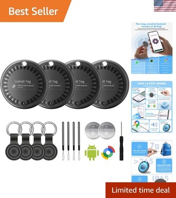 4-Pack Air Tags for Android with 2- Battery Life &  Waterproof Design