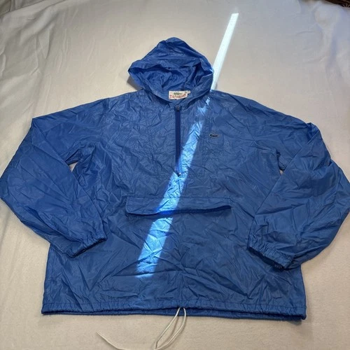 VTG Alligator Lacoste Jacket Blue Windbreaker Kangaroo Pouch Croc Logo Izod M - product listing photo