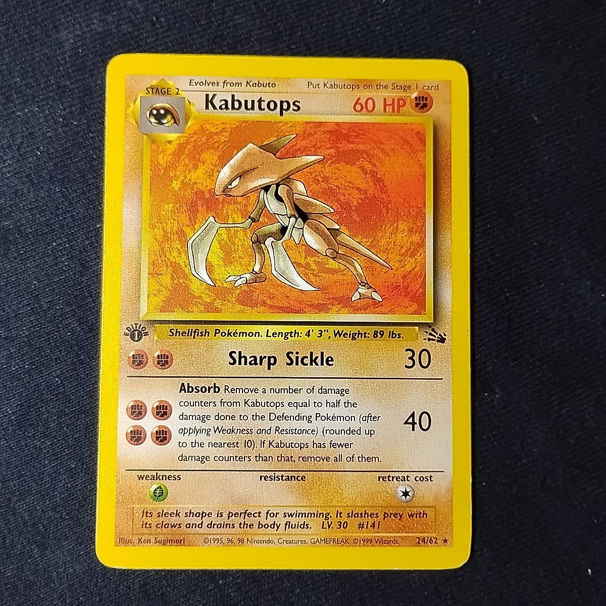 Pokémon TCG Kabutops Fossil 24/62 1st Edition Non Holo Rare LP