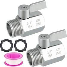 Garden Hose Shut off Valve, 3/4" GHT Water Shut off Valve 304 Stainless Steel He