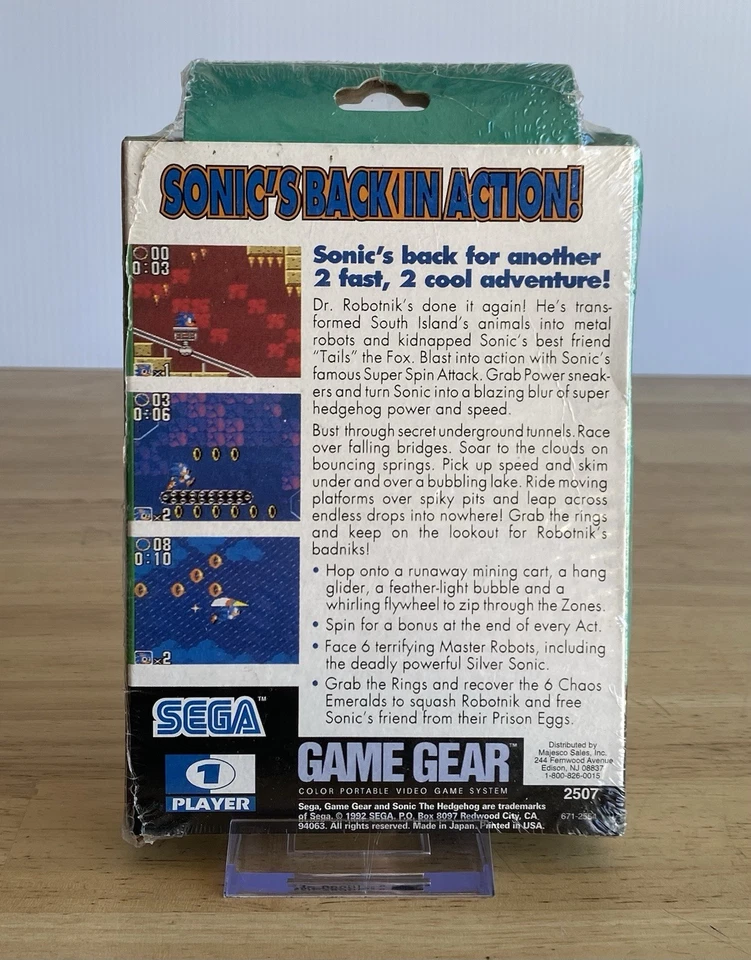 Sonic The Hedgehog 2 (Sega Game Gear, 1992) Brand New & Factory Sealed CIB - Image 2 of 4