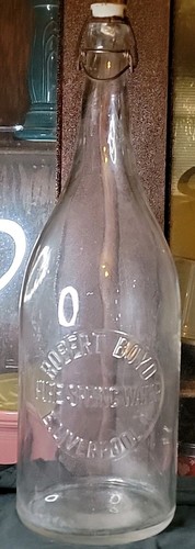 Robert Boyd East Liverpool Ohio 18" Gallon Bottle Rare 1800's Porcelain Stopper