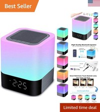Night Lights Bluetooth Speaker, Alarm Clock Bluetooth Speakers Touch Sensor B...