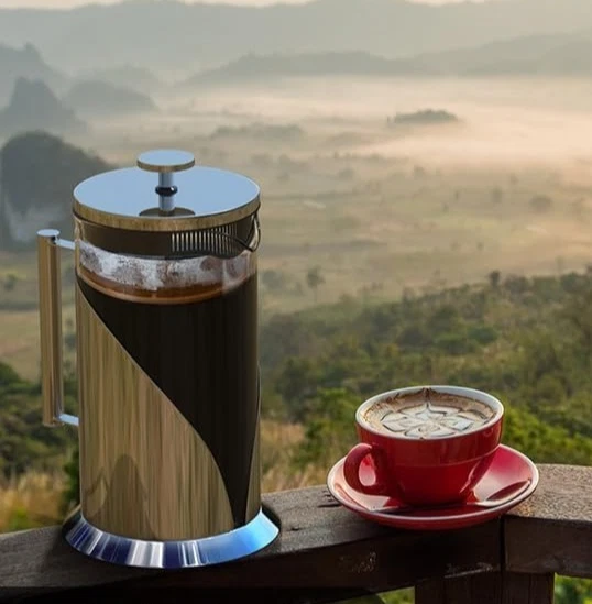 Cafe Du Chateau Stainless Steel French Press Coffee Maker 34 oz
