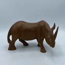 Carved Large Wooden Rhino Ornament