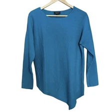 100% Cashmere Charter Club Luxury Sweater Large Asymmetrical Hem Preppy Designer