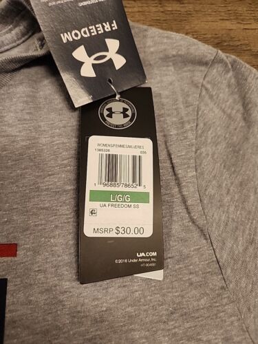 Under Armour Freedom USA Flag T-Shirt Women’s Large Gray - Picture 3 of 5