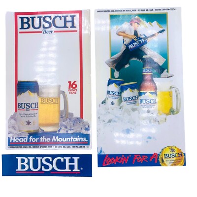 Vtg Busch Beer Lot of 3 Advertising Point Sale Decals Stickers Signs READ