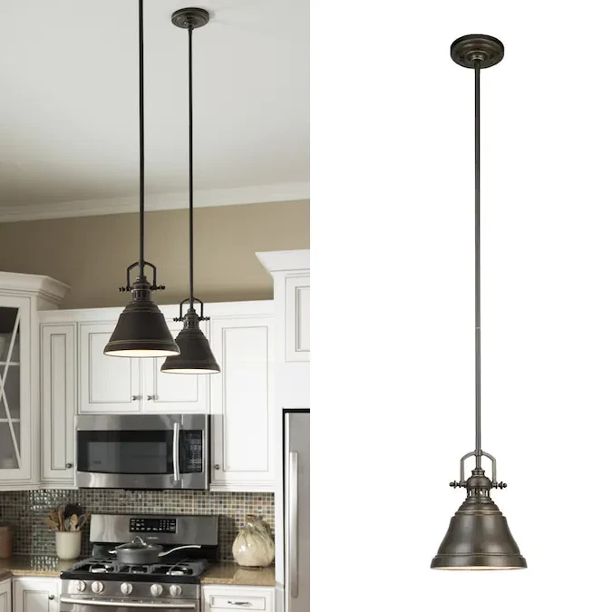 Allen Roth Mini Pendant Antique Bronze Finish Metal Shade