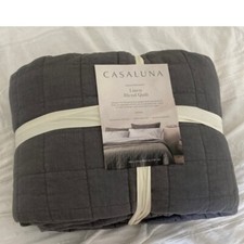 New Heavyweight Linen blend quilt by Casaluna. Dark gray color.