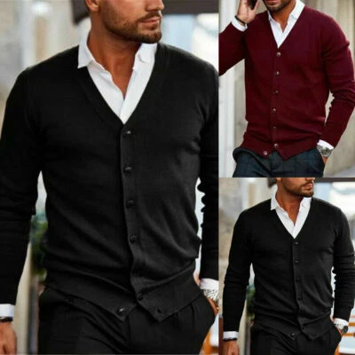 DE Herren Business Cardigan Shirt Weste Strickjacke Langarm Strickpullover Pulli - Bild 1 von 4