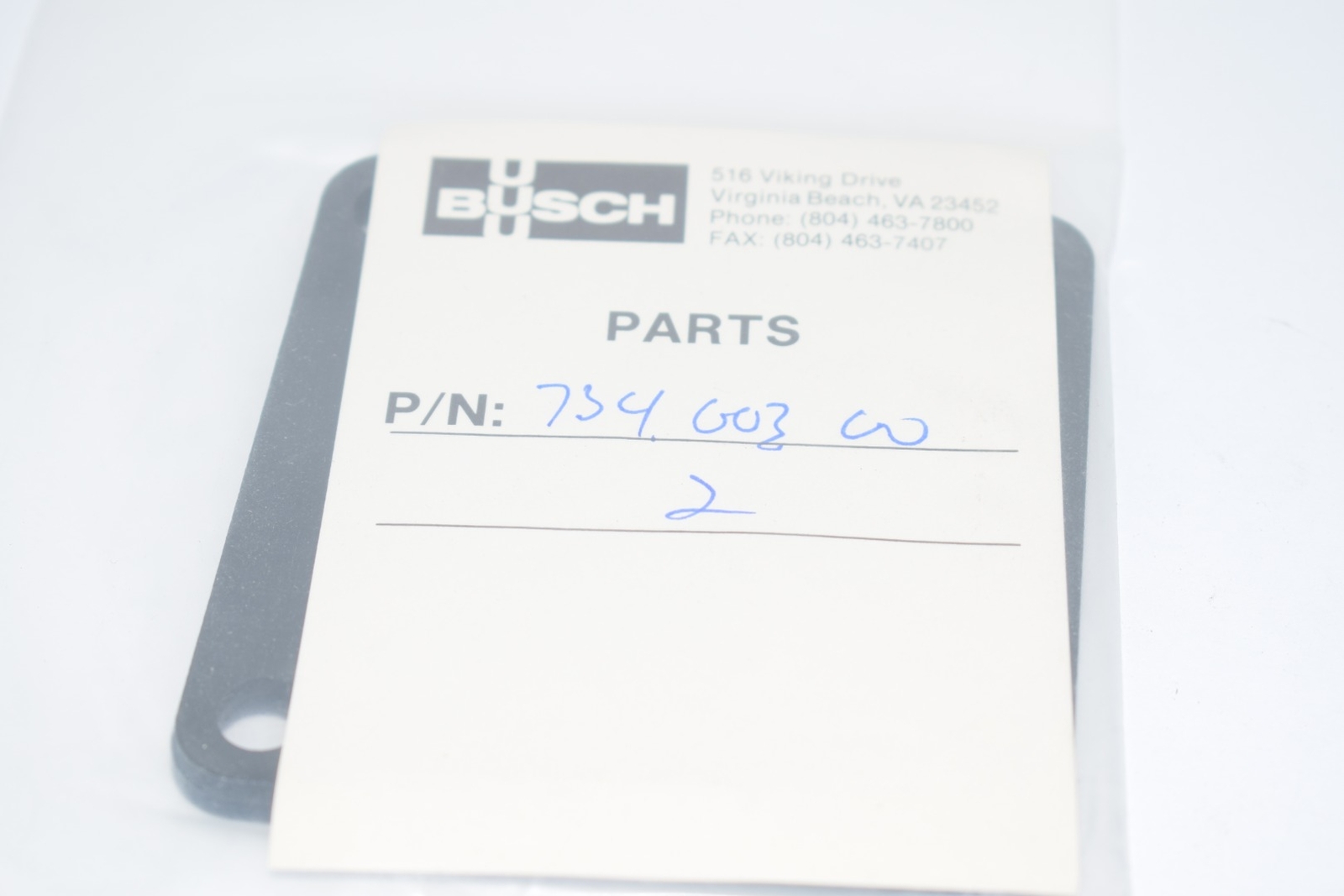 NEW Busch 734.003.00 Seal (Pack of 2) Gasket