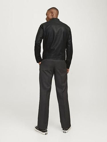 JACK & JONES Mens Warner Classic Synthetic Faux Leather Jacket -Black - XXL - Picture 10 of 15
