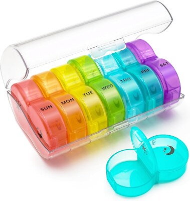 Weekly Pill Organizer 7 Days Medicine Box Storage Case 2 Times a Day Daily AM PM