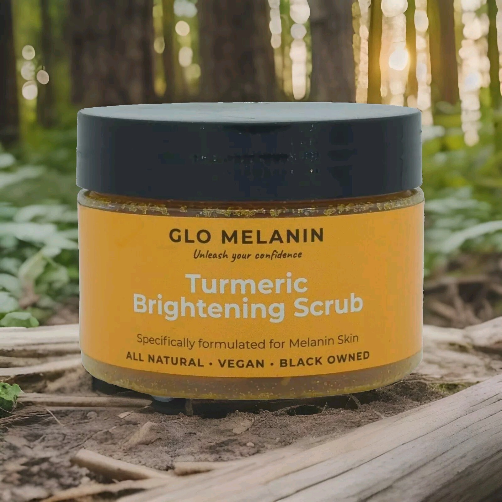 Exfoliante iluminador de cúrcuma GLO MELANIN para manchas oscuras y exfoliante natural de la piel