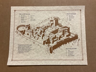 Vintage Description Of A 12th Century Castle  Dungeons Dragons - Map  B10