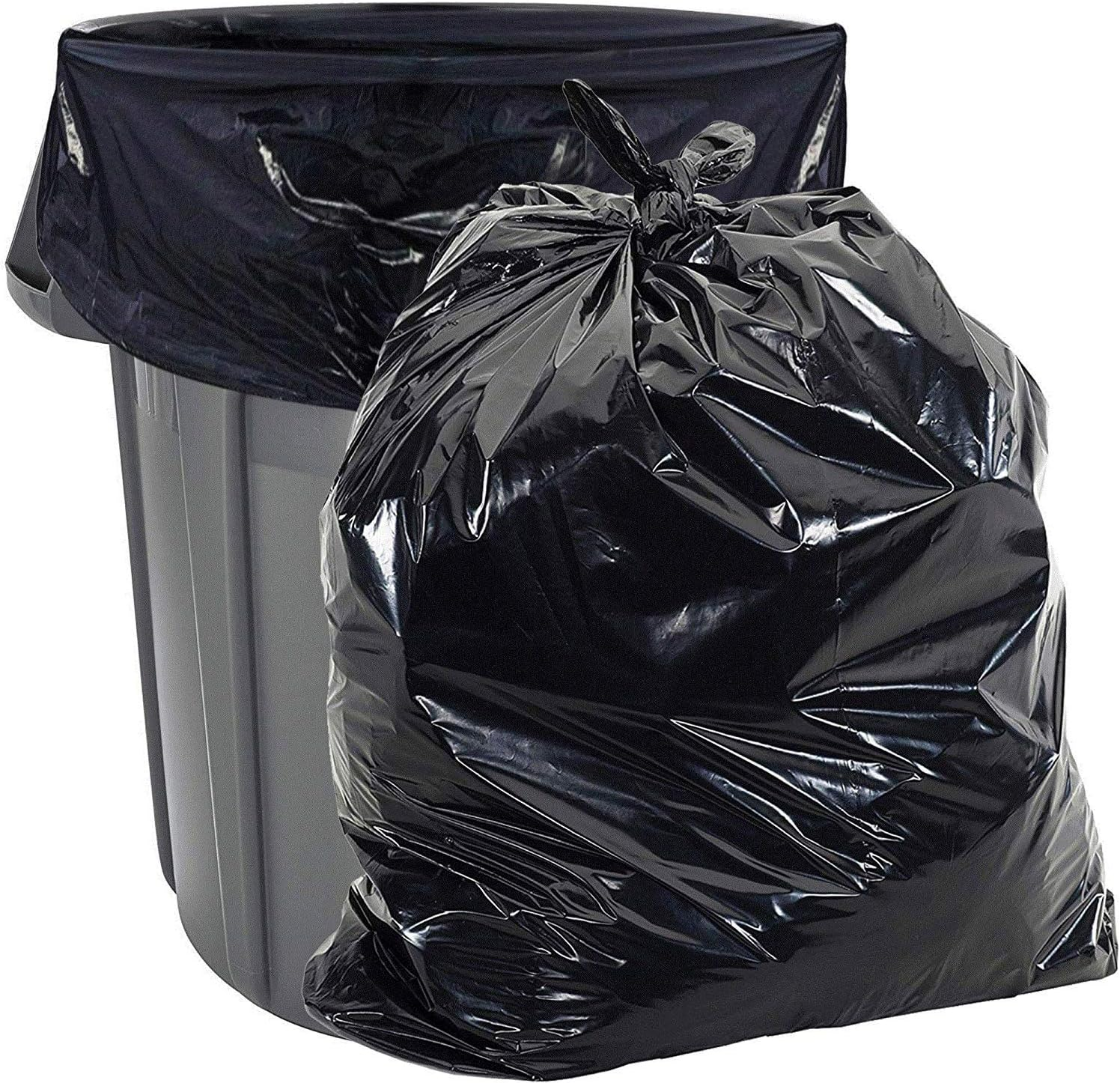 Heavy Duty 55 Gallon Trash Bags - (Large 50 Pack/W Ties) - 2 MIL Industrial Stre