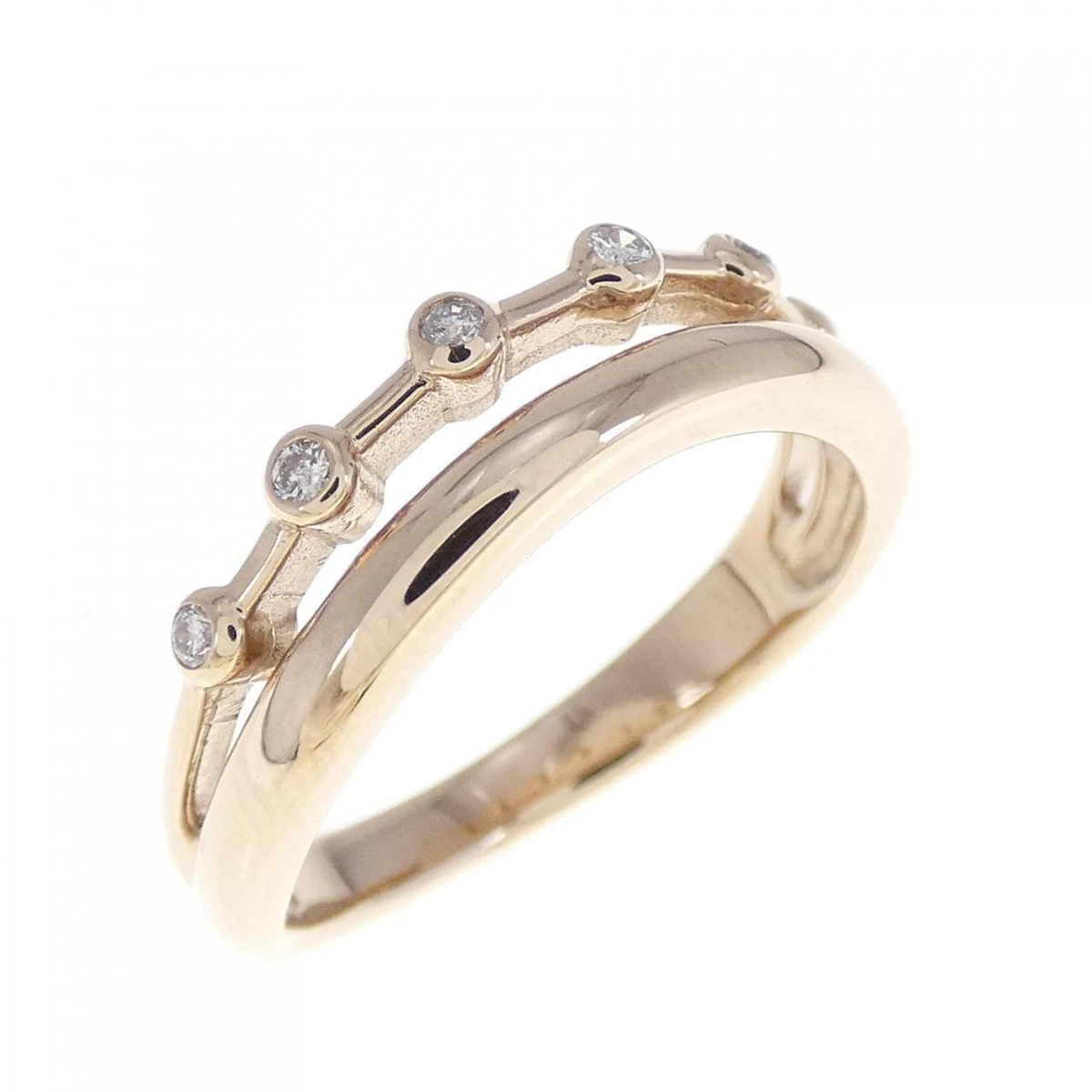 Authentic K18PG Diamond Ring #260-004-059-8819