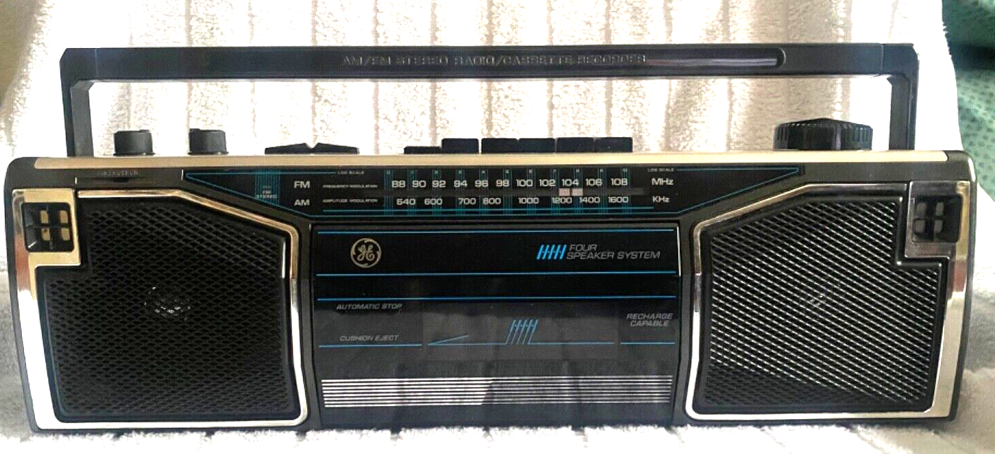 Vintage GE Boombox AM/FM Cassette Player 4 Speaker System, AC/DC eBay