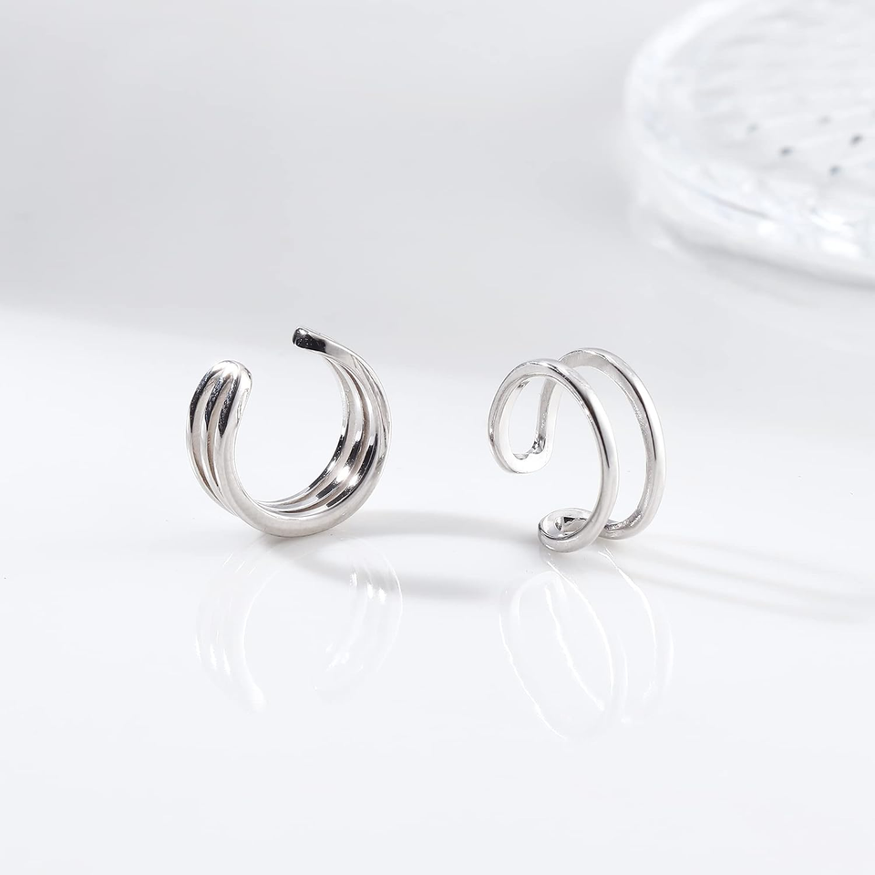 Cuff Earrings 925 Sterling Silver Ear Cuff Earrings Cross NonPiercing