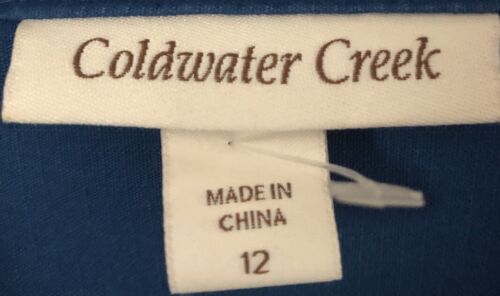 Coldwater Creek Jacket Womens Size 12 Blue 100% Cotton Collared Button Front - Picture 2 of 7