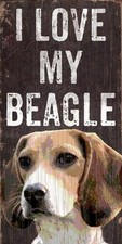 Pet Dog Sign - I Love My Beagle NEW Rectangular Wood Wall House Puppy Poster
