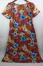 Vintage Hedy Lin Casuals Colorful Tropical Floral Hawaiian Muumuu Maxi Size M