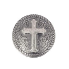 Concho à riveter CROIX CHRÉTIENNE - 25mm - ARGENT VIEILLI - Tandy Leather
